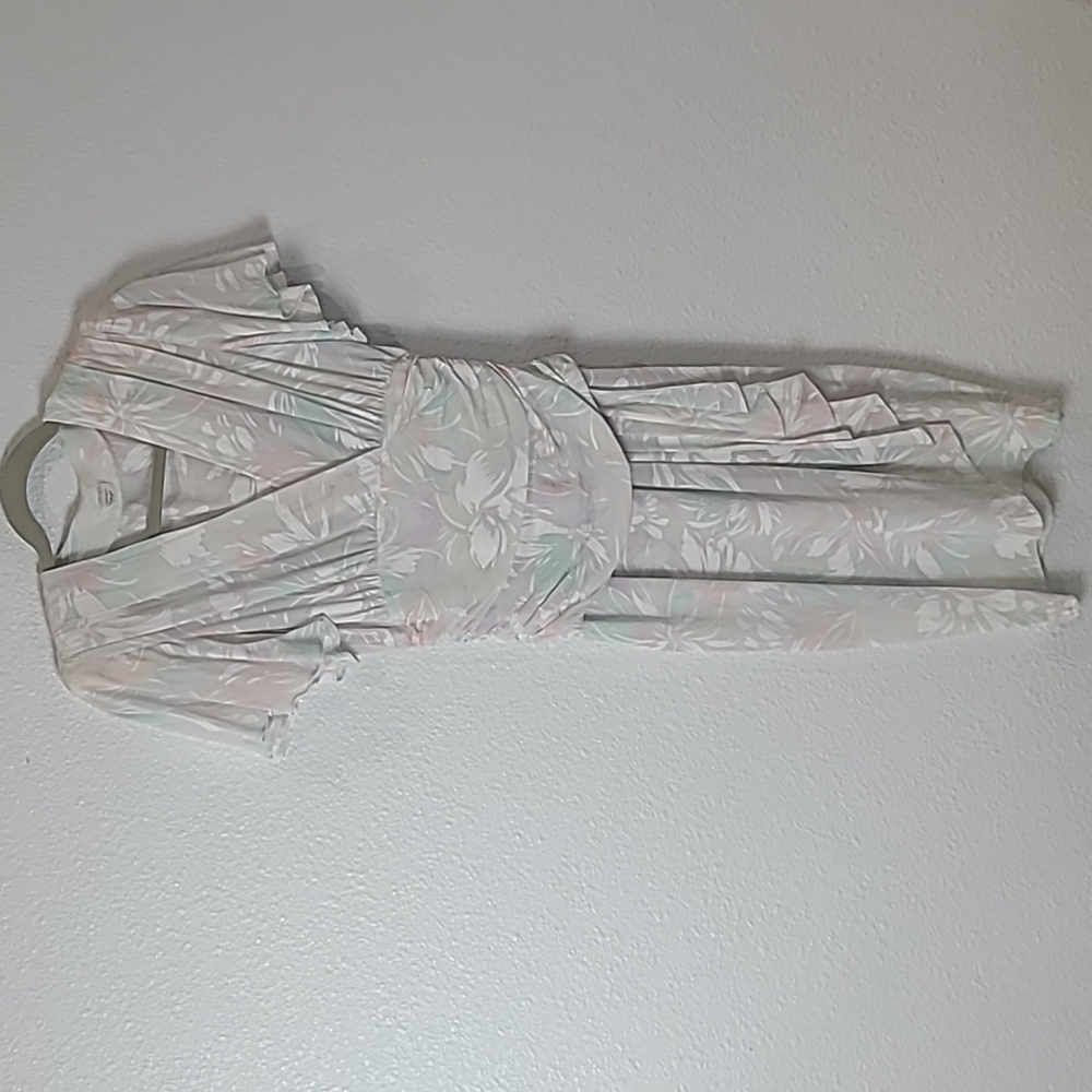 Vintage 1980s rayon dress white abstract floral